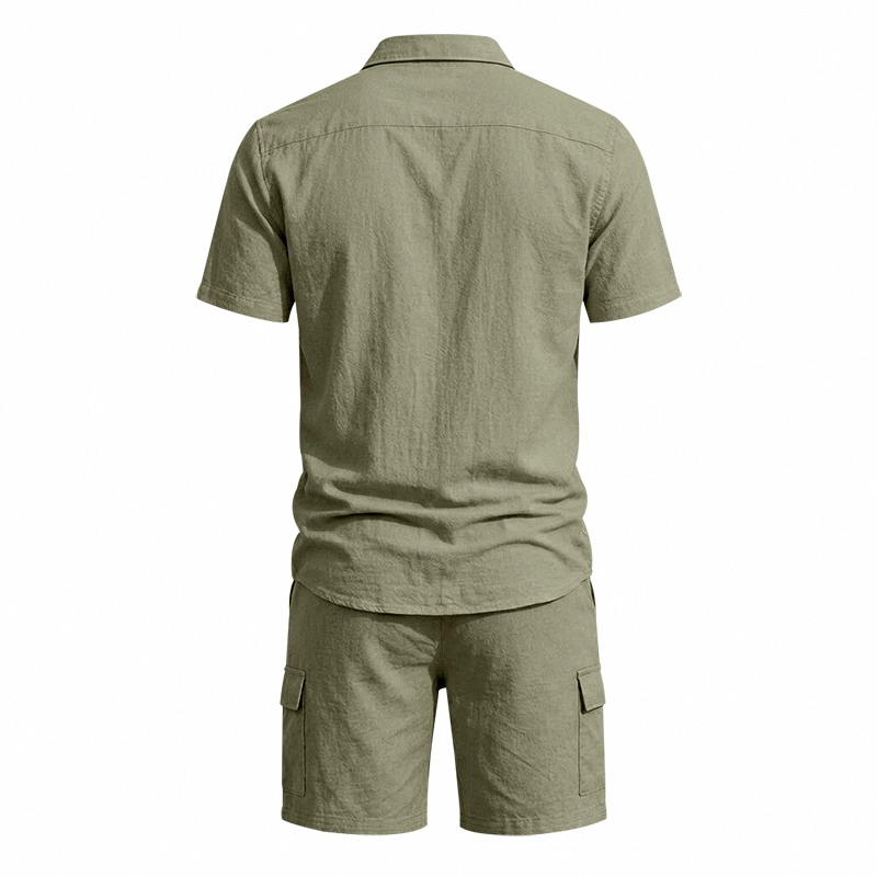 Men Summer American Linen Two  - Summer Clothing Sets Men 评论和价格