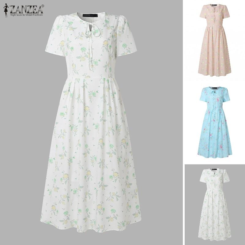 ZANZEA Summer Beach Sundress B - Sundress Midi Floral 评论和价格