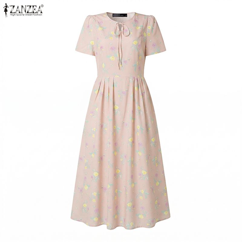 ZANZEA Summer Beach Sundress B - Sundress Midi Floral 评论和价格