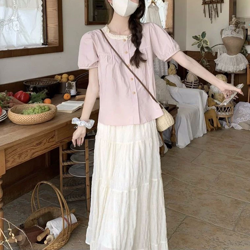 Fashionable Lace Spliced Shirt - Summer Clothing In French 评论和价格